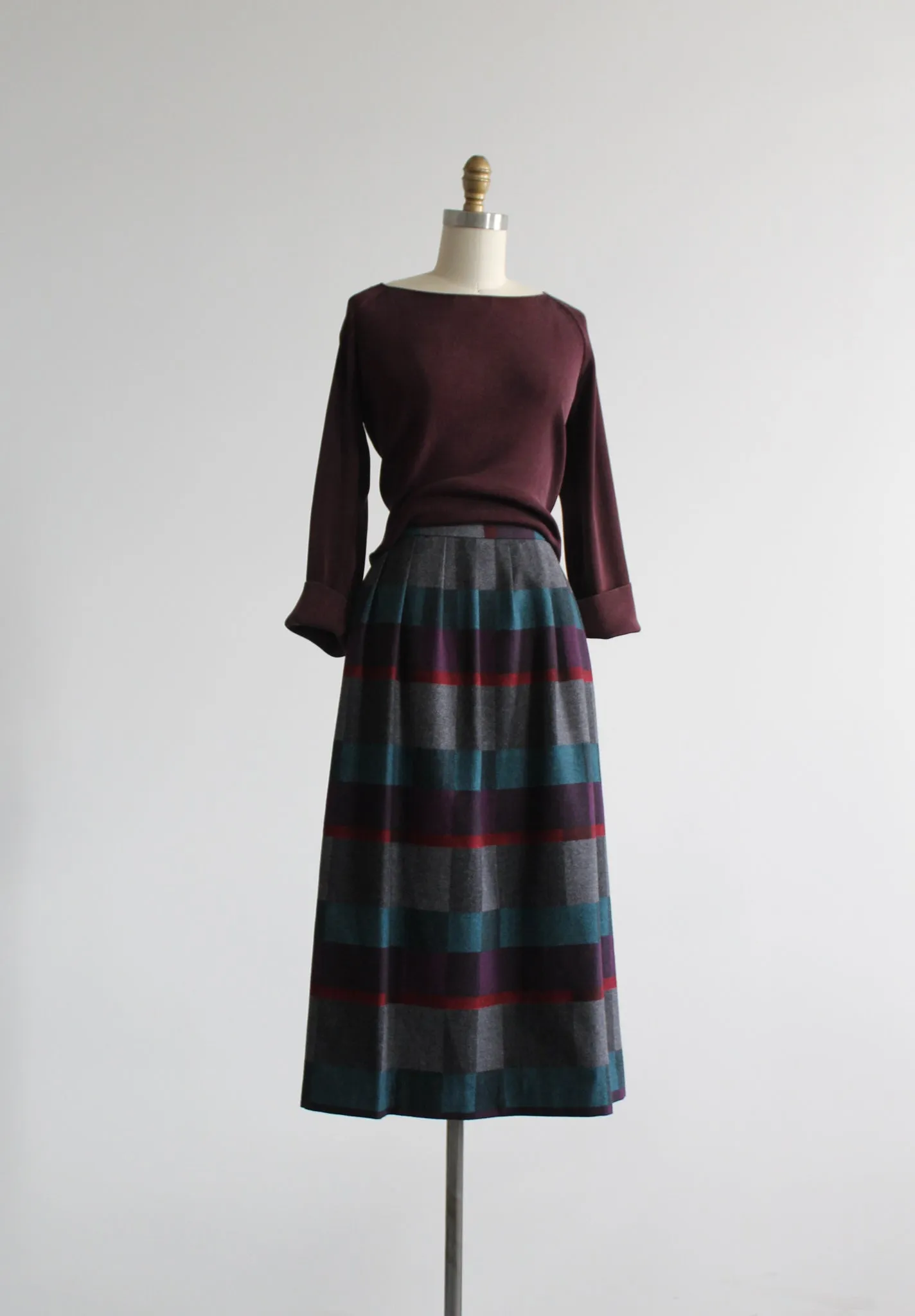 cambridge wool midi skirt