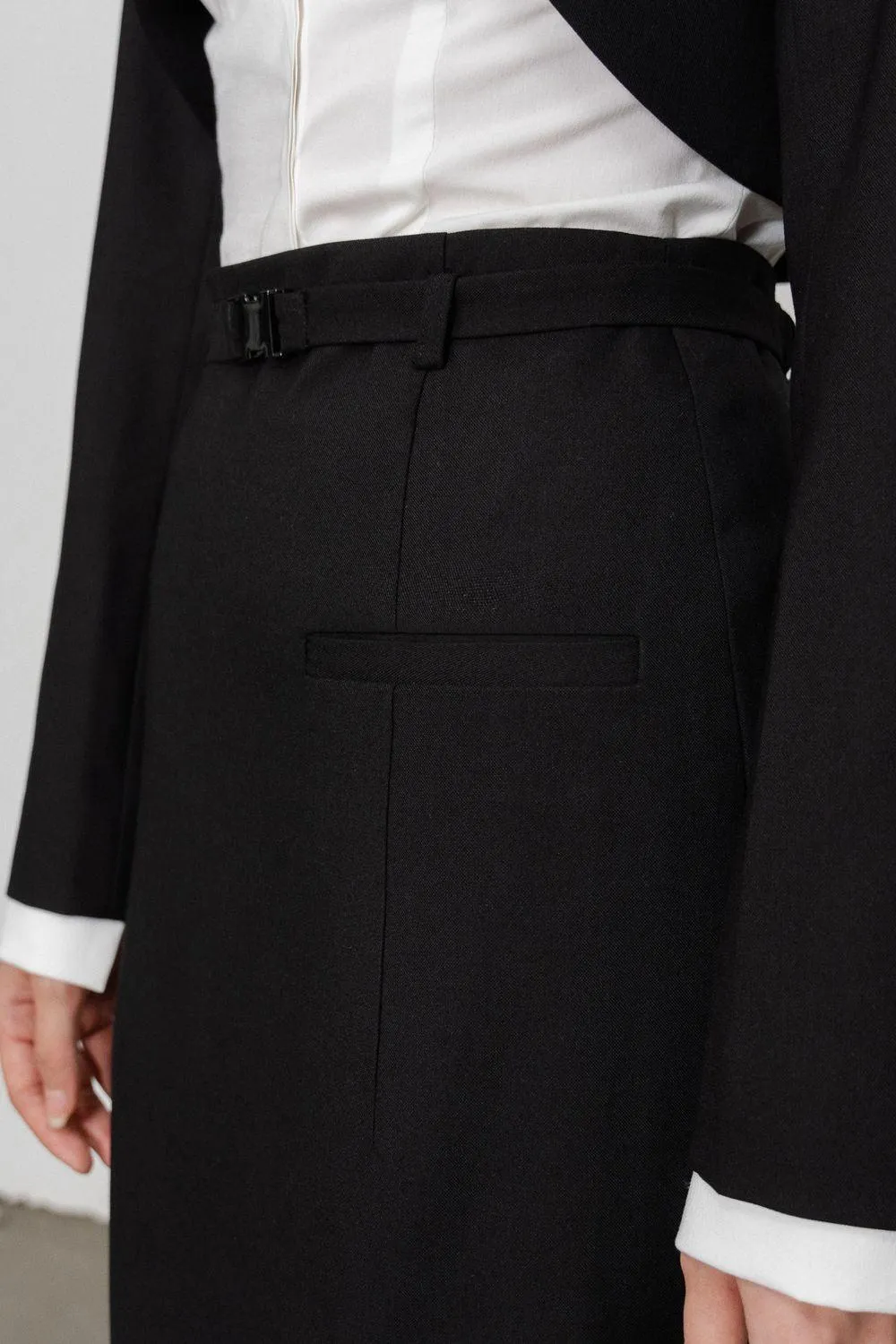 Dakota Sheath Welt Pocket Wool Ankle Length Skirt