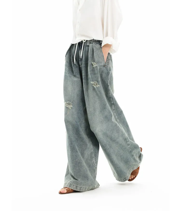 Drawstring Wide Leg Jeans