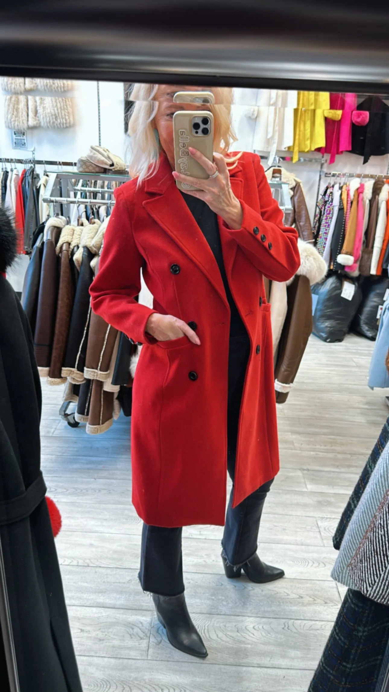 NEW!! Holly Double Breasted Coat in Red