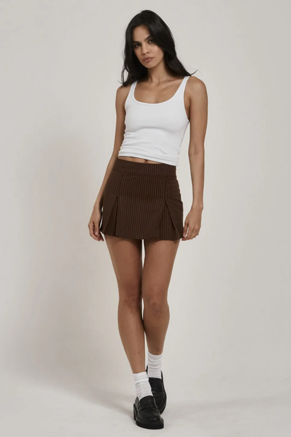 REESE PINSTRIPE PLEATED SKIRT
